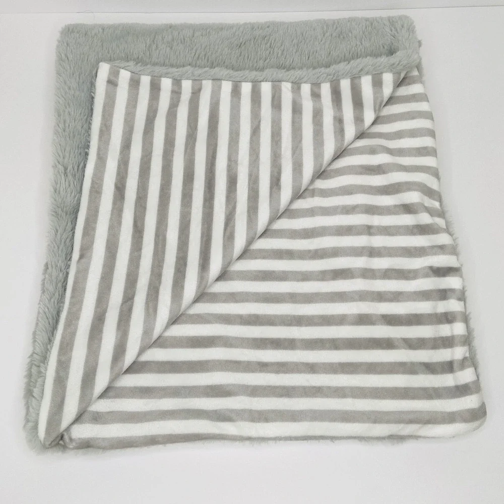 Animal Adventure Gray White Stripe Baby Blanket Plush Striped Fluffy Lovey